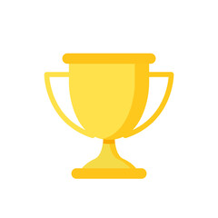 Trophy icon. Simple flat style for app and web design element. Winner, award, cup, champ, contest, prize, won concept. Vector illustration isolated on white background. EPS 10.