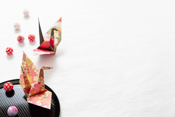 折り紙の鶴　日本　和風　折り鶴　背景