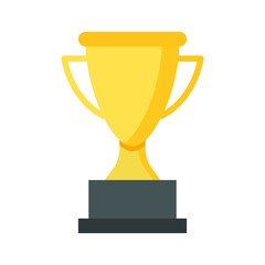 Trophy icon. Simple flat style for app and web design element. Winner, award, cup, champ, contest, prize, won concept. Vector illustration isolated on white background. EPS 10.