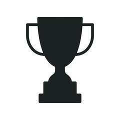 Trophy glyph icon. Simple solid style for app and web design element. Winner, award, cup, champ, contest, prize, won concept. Vector illustration isolated on white background. EPS 10.