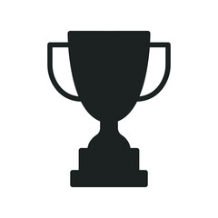 Trophy glyph icon. Simple solid style for app and web design element. Winner, award, cup, champ, contest, prize, won concept. Vector illustration isolated on white background. EPS 10.