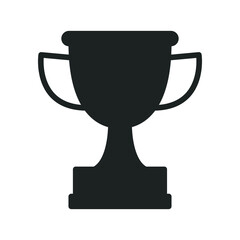 Trophy glyph icon. Simple solid style for app and web design element. Winner, award, cup, champ, contest, prize, won concept. Vector illustration isolated on white background. EPS 10.