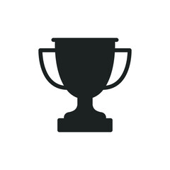 Trophy glyph icon. Simple solid style for app and web design element. Winner, award, cup, champ, contest, prize, won concept. Vector illustration isolated on white background. EPS 10.