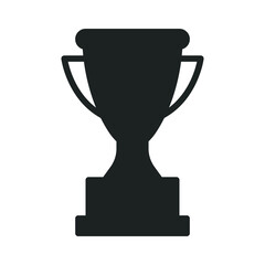 Trophy glyph icon. Simple solid style for app and web design element. Winner, award, cup, champ, contest, prize, won concept. Vector illustration isolated on white background. EPS 10.