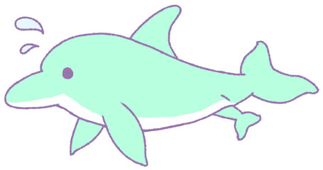 出産中のイルカ（水色）