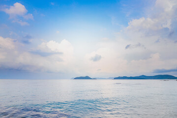 The sea and the sky with bright clouds