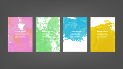 Naklejka premium Set of colorful vector watercolor backgrounds for poster, brochure or flyer, Bundle of watercolor posters, flyers or cards. Banner template.