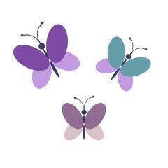 Set of butterflies in pastel colors isolated on white background. Vector illustration. suitable for creating cards, invitations and other design projects