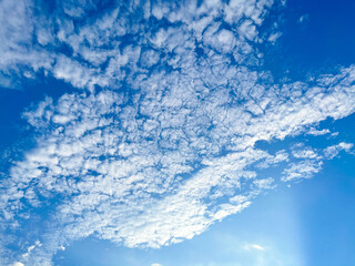 Blue sky and beautiful soft white clouds good weather for background