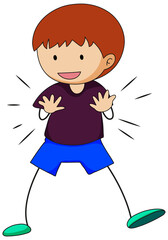 A happy boy doodle cartoon character isolated