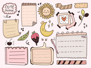 Aesthetic and cute planner decorative doodle notes and paper
