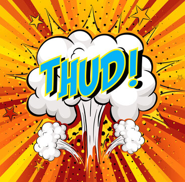 Word Thud on comic cloud explosion background