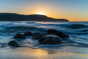 Sunrise at the seaside with clear skies