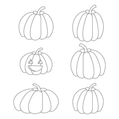 Set of pumpkins for coloring pages.