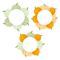 Set of frames with pumpkins.