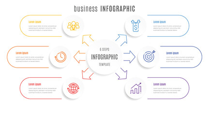 Presentation business infographic template, 6 steps.