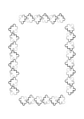 Stylized frames on the theme - puzzles. Illustration on a white vertical background format A4.