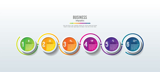 Presentation business infographic template circle colorful with 6 step