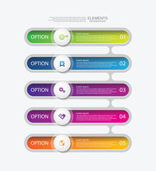 Presentation business infographic elements circle colorful with 5 step