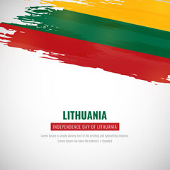 Happy independence day of Lithuania with brush style watercolor country flag background