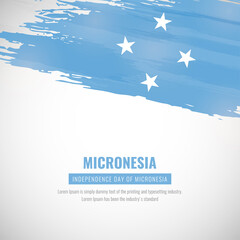 Obraz na płótnie Canvas Happy independence day of Micronesia with brush style watercolor country flag background