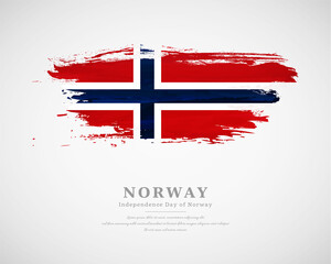 Happy independence day of Norway with artistic watercolor country flag background