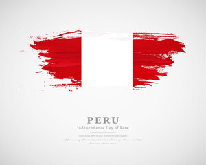 Happy independence day of Peru with artistic watercolor country flag background