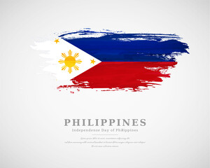 Happy independence day of Philippines with artistic watercolor country flag background