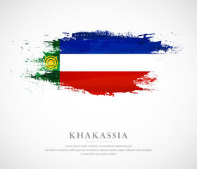 Abstract watercolor brush stroke flag for national day of Khakassia