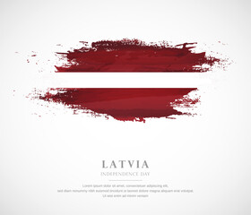 Abstract watercolor brush stroke flag for independence day of Latvia