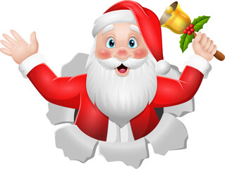 Cartoon Santa Claus holding a bell