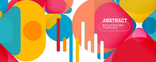Modern geometric round shapes and dynamic lines, abstract background. Vector illustration for placards, brochures, posters and banners