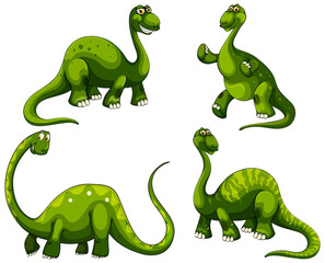 Set of Sauropod dinosaurs cartoon character