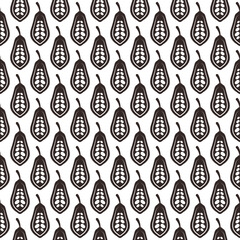 Seamless pattern with chocolate cocoa beans. Cacao food and cosmetics butter.