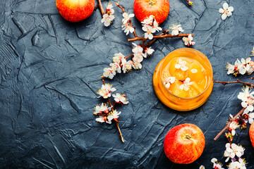 Homemade apple jam,copy space