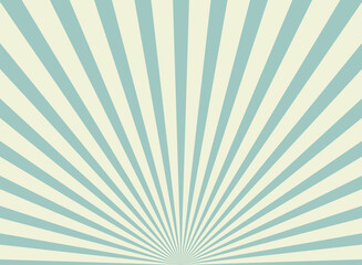 Sunlight wide retro faded background. Turquoise and beige color burst wallpaper. Fantasy Vector illustration.