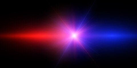 Bright light effect with rays and highlights for vector illustration.	