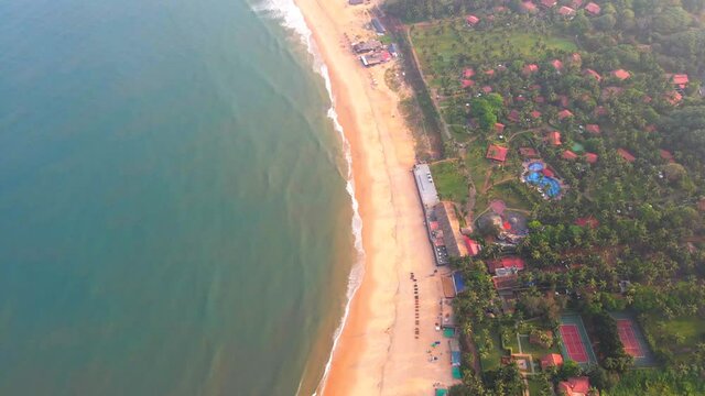 goa Sinquerim Beach drone bird's eye view slow motion
