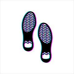 Imprint Soles Shoes Glitch Icon, Shoe Sole Icon