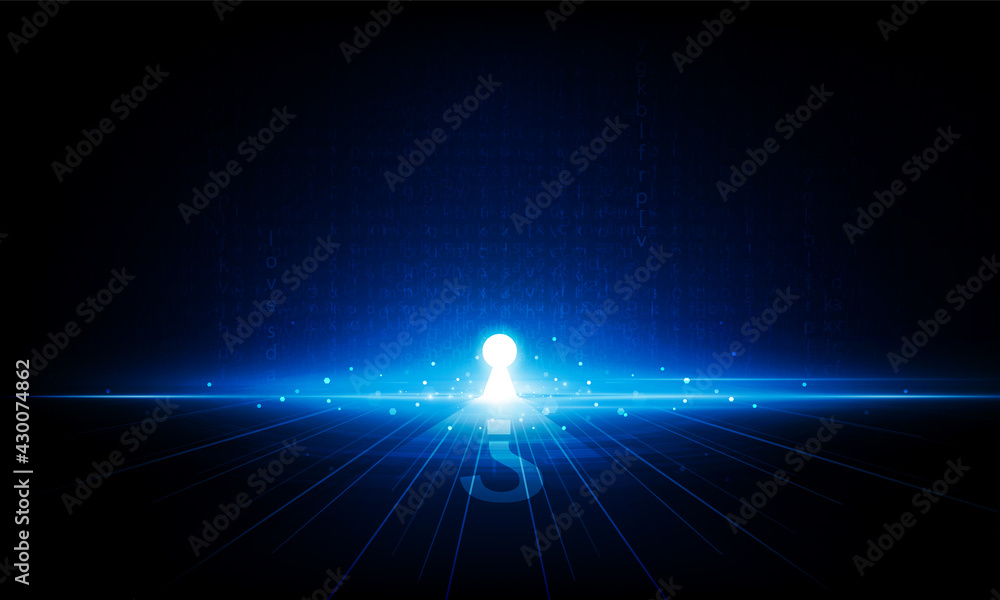 Poster abstract key door open light out technology and question mark background hitech communication concep