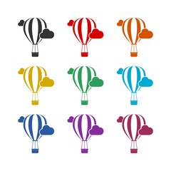 Naklejka premium Hot air balloon icon isolated on white background color set