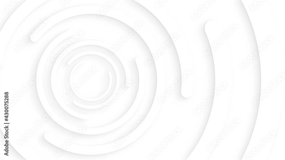 Poster abstract white circles with soft dymanic shadow. 3d clean embossed background. pure basic animated c