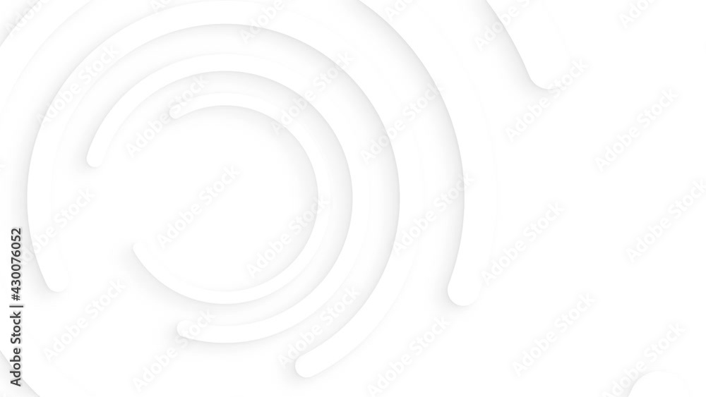 Poster abstract white circles with soft dymanic shadow. 3d clean embossed background. pure basic animated c