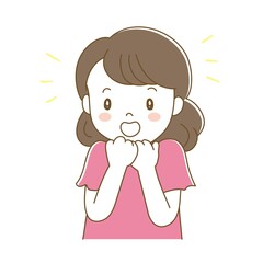 あごに手を当てて驚く女性