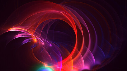 3D rendering abstract multicolor fractal light background