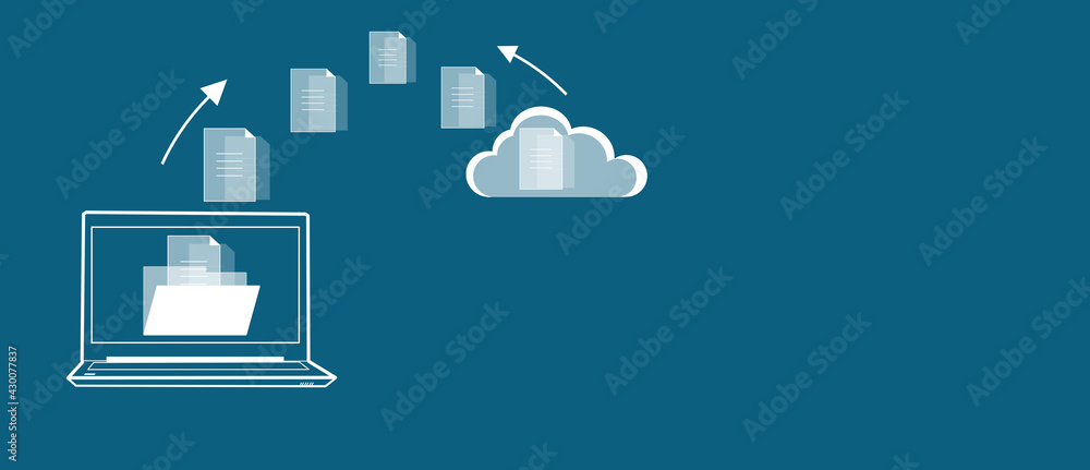 Poster computer with file cloud icon