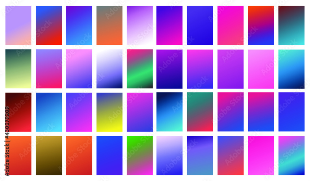 Poster set of abstract gradient banners. minimal style color background. template for wallpaper, mobile app