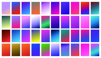 Set of abstract gradient banners. Minimal style color background. Template for wallpaper, mobile app, screen