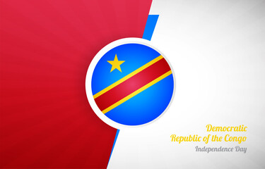 Obraz premium Happy independence day of Democratic Republic of the Congo greeting background. Abstract country flag illustration