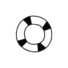 Lifebuoy icon. Drawing, isolated on white background.